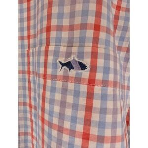 Fish Hippie Solace Collection Mens XL Plaid Button Down Shirt Blue Red Stretch
